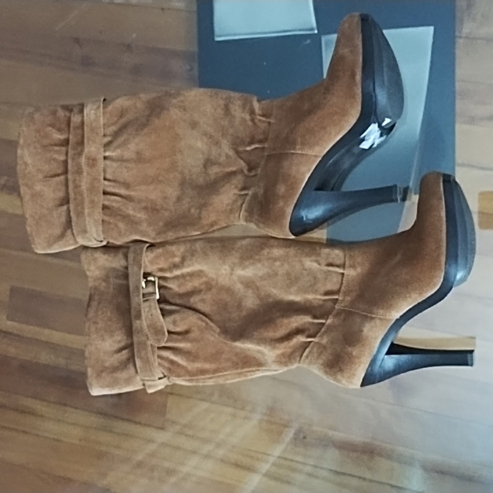 Michael Kors Cognac Suede Heeled Boots 6M